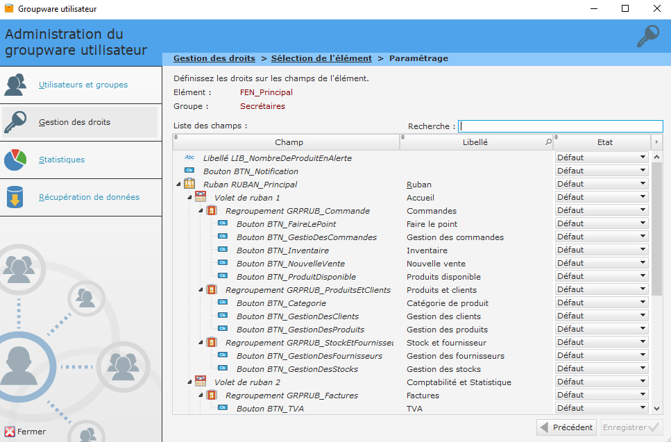 Gestock, Logiciel de gestion de stock- Gestion des utilisateurs